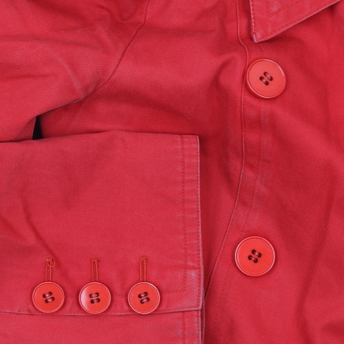 Hanae Mori Vivid Red Women's Long Cotton Trench Coat Size 6