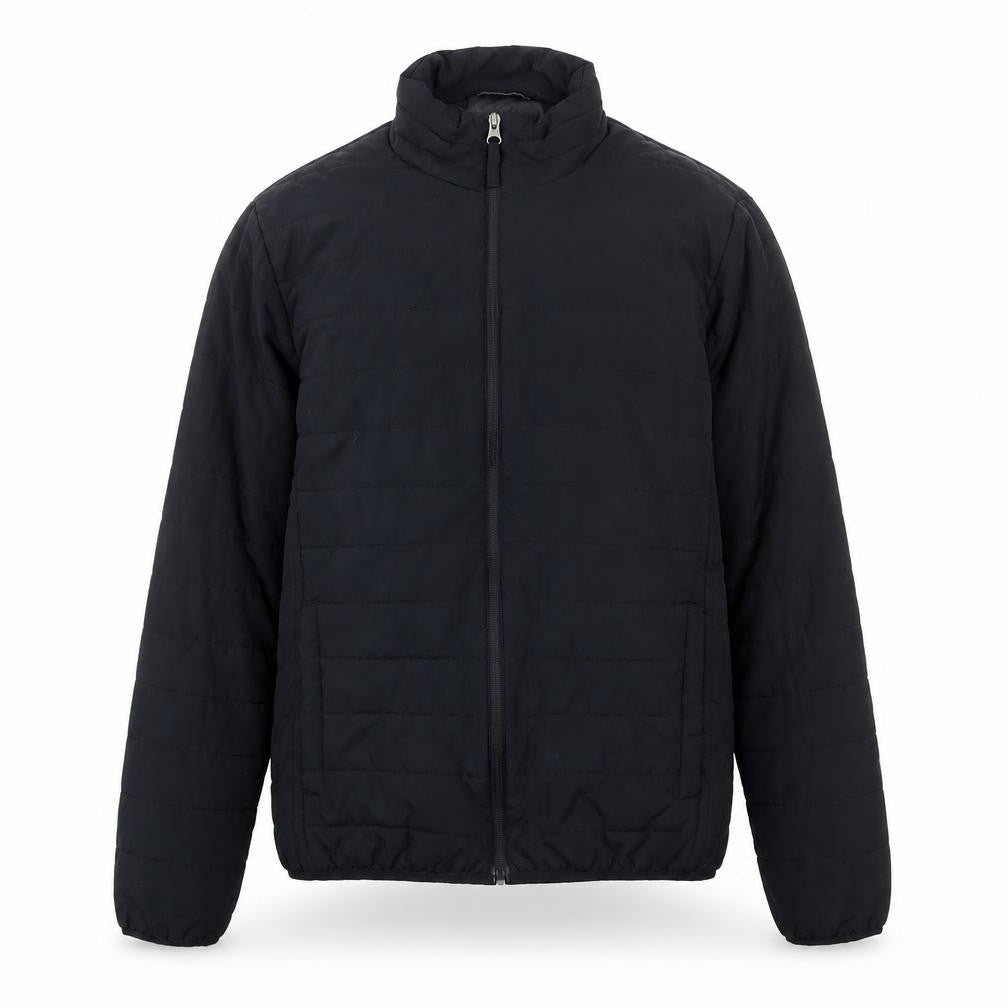 Front view of Giordano boys’ black m puffer jacket polyester lightweight autumn winter