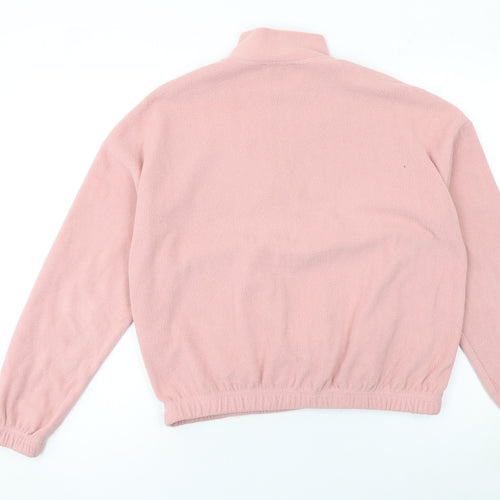 New Look Women Pink 1/4 Zip Fleece Pullover Sweatshirt UK 10