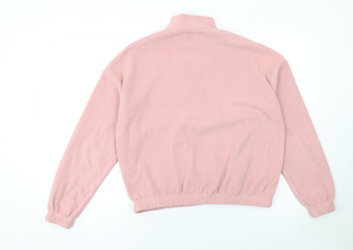 New Look Women Pink 1/4 Zip Fleece Pullover Sweatshirt UK 10