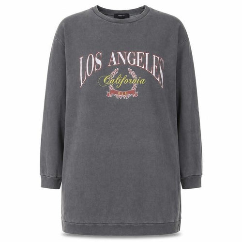 Forever 21 Women Grey Cotton Los Angeles Graphic T-Shirt Dress Size 20