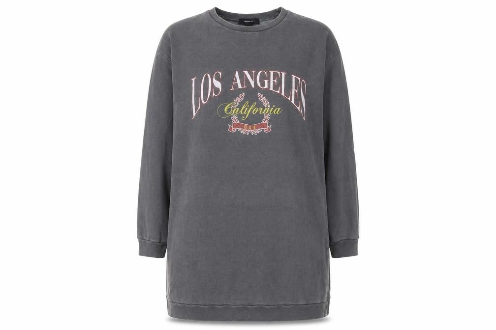 Forever 21 Women Grey Cotton Los Angeles Graphic T-Shirt Dress Size 20