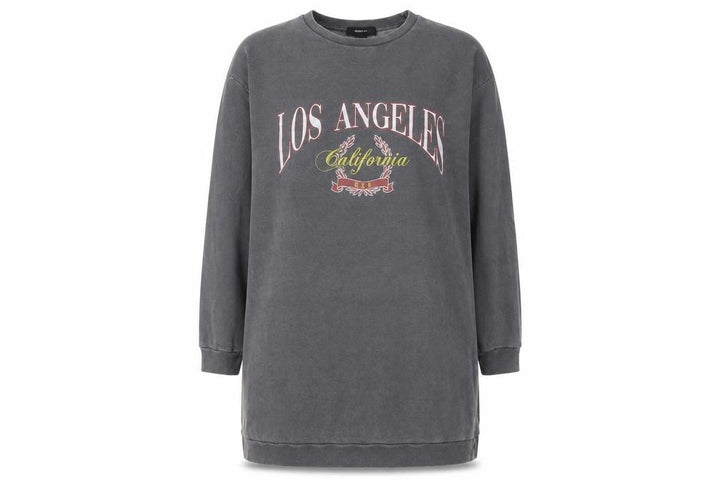 Forever 21 Women Grey Cotton Los Angeles Graphic T-Shirt Dress Size 20