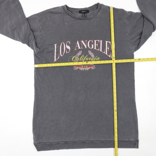 Forever 21 Women Grey Cotton Los Angeles Graphic T-Shirt Dress Size 20
