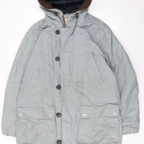 Whistles Men's Grey XL Hooded Parka Coat Cotton Nylon Lined Winter Jacket