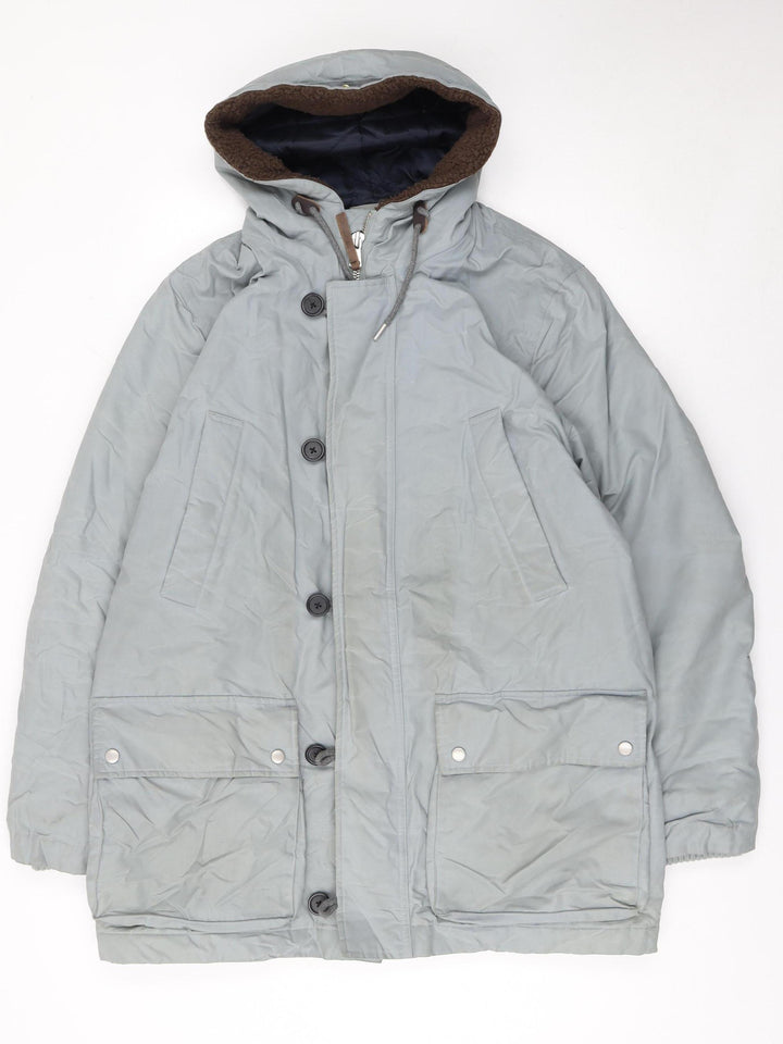Whistles Men's Grey XL Hooded Parka Coat Cotton Nylon Lined Winter Jacket