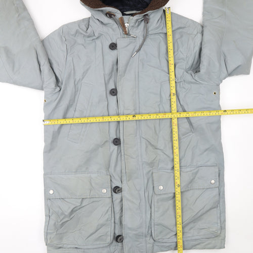 Whistles Men's Grey XL Hooded Parka Coat Cotton Nylon Lined Winter Jacket