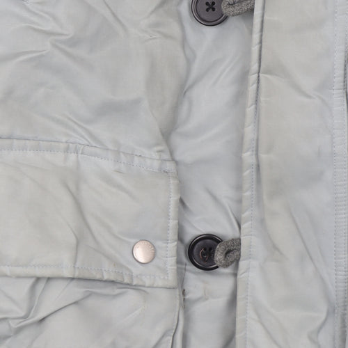 Whistles Men's Grey XL Hooded Parka Coat Cotton Nylon Lined Winter Jacket
