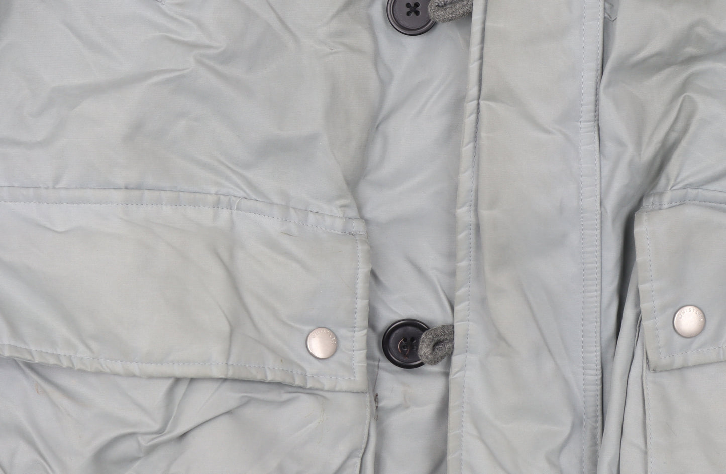 Whistles Men's Grey XL Hooded Parka Coat Cotton Nylon Lined Winter Jacket