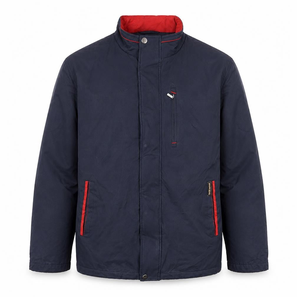 Front view of Bosideng Men's Blue L Regular Fit Mid-Length Full Zip Jacket