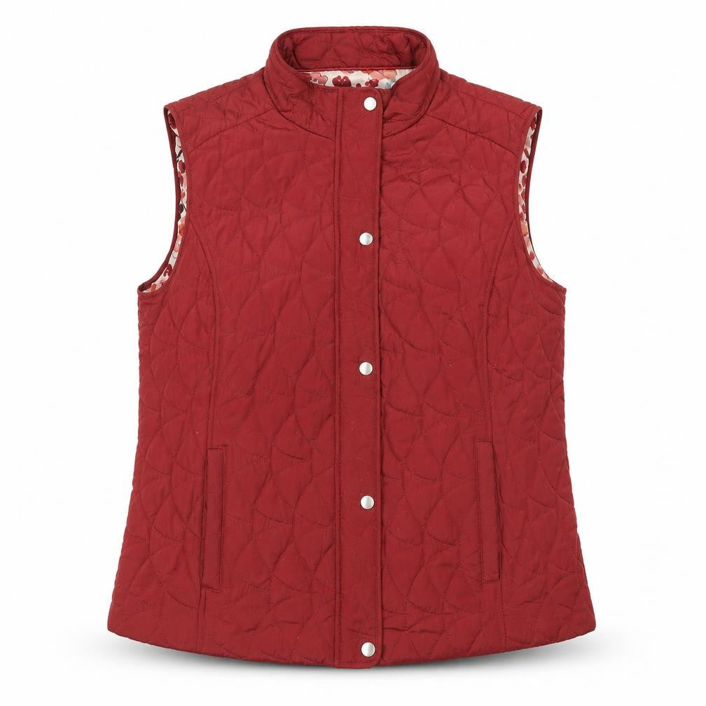 Front view of Honor Millburn Women's Red Quilted Padded Waistcoat L