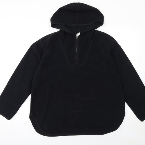 H&M Women’s Black Fleece 1/4 Zip Hooded Pullover M