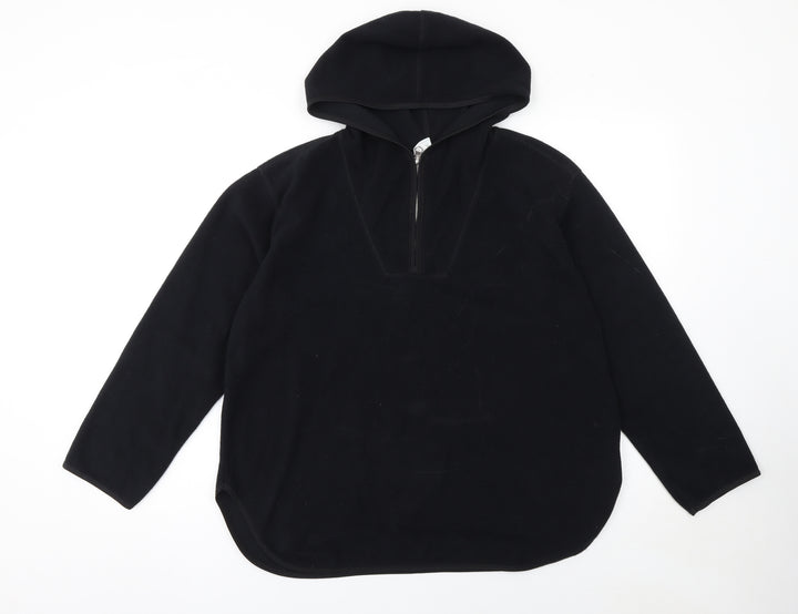 H&M Women’s Black Fleece 1/4 Zip Hooded Pullover M