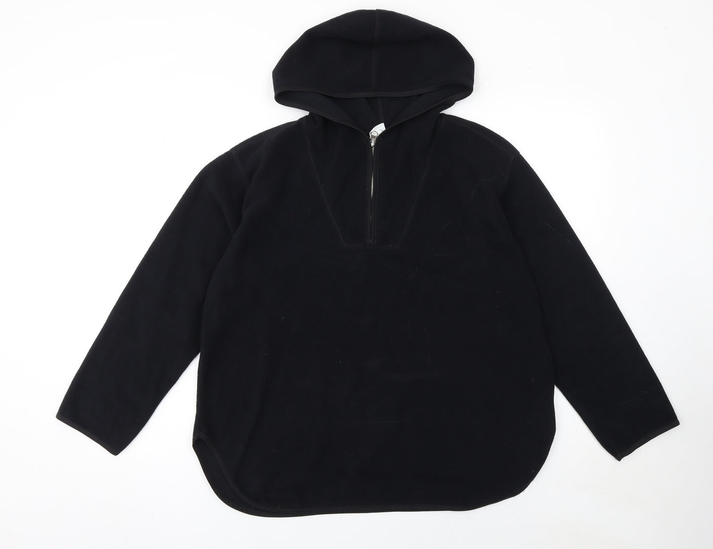 H&M Women’s Black Fleece 1/4 Zip Hooded Pullover M