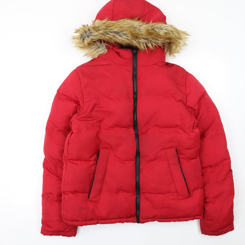 SoulCal & Co Women Red XS Hooded Puffer Jacket Winter Coat
