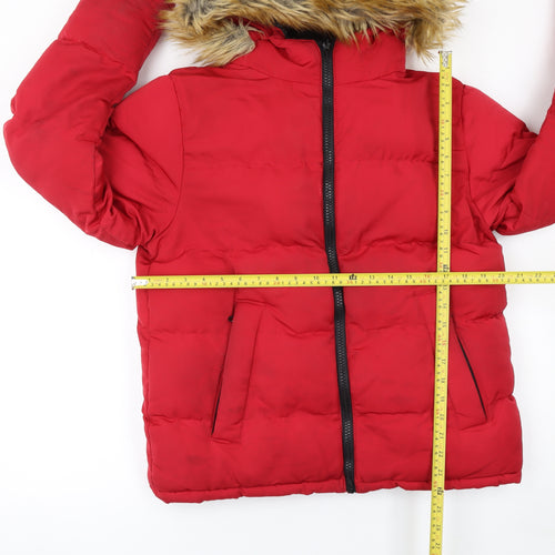 SoulCal & Co Women Red XS Hooded Puffer Jacket Winter Coat
