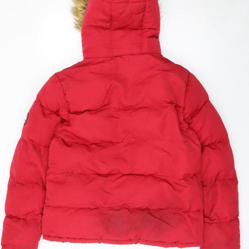 SoulCal & Co Women Red XS Hooded Puffer Jacket Winter Coat