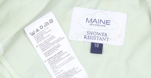 Maine New England Women’s Green Hooded Shower Resistant Jacket Size 10