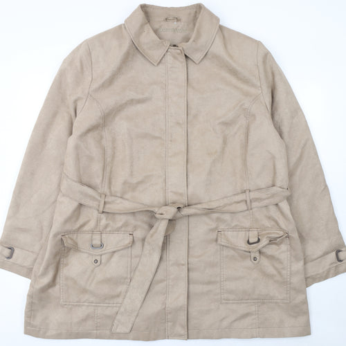 Bonmarche Women Beige Belted Trench Coat Size XL