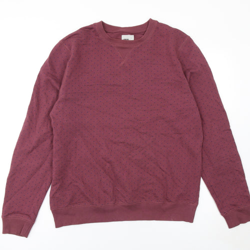 ASOS Men's Red Polka Dot Cotton Crew Neck Sweatshirt Size L