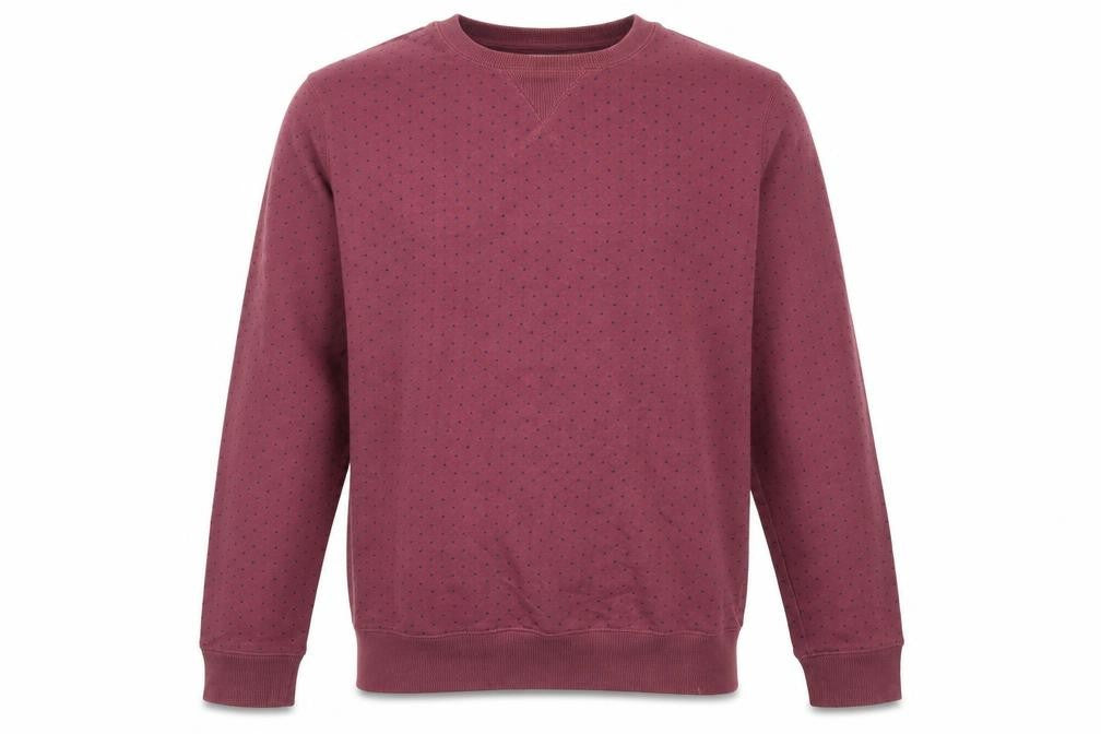 Front view of ASOS Men's Red Polka Dot Cotton Crew Neck Sweatshirt, size L