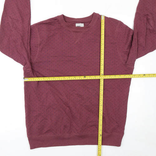 ASOS Men's Red Polka Dot Cotton Crew Neck Sweatshirt Size L
