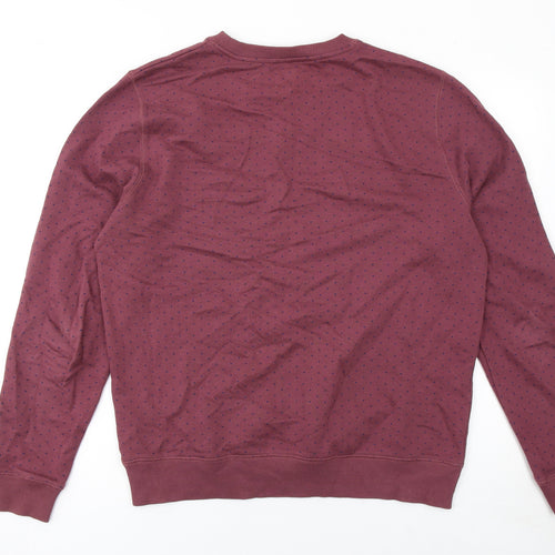 ASOS Men's Red Polka Dot Cotton Crew Neck Sweatshirt Size L