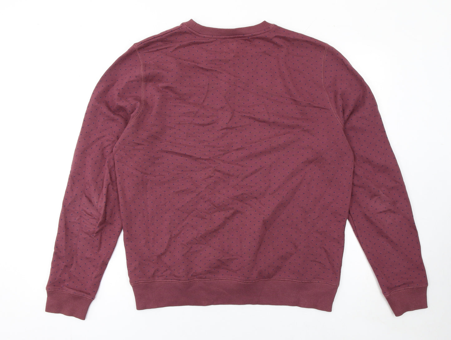 ASOS Men's Red Polka Dot Cotton Crew Neck Sweatshirt Size L