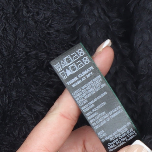 Marks and Spencer Women's Black Cropped Fleece Zip Hooded Jacket M