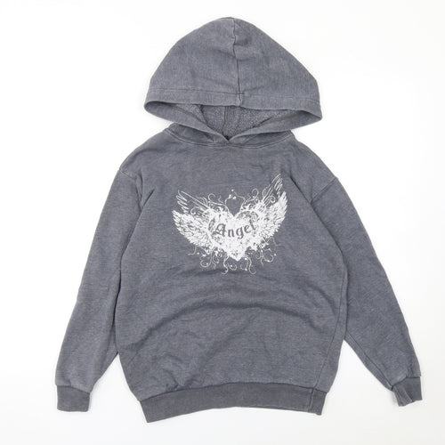 New Look Girls Grey Angel Pullover Hoodie 9 Years Hooded Sweatshirt