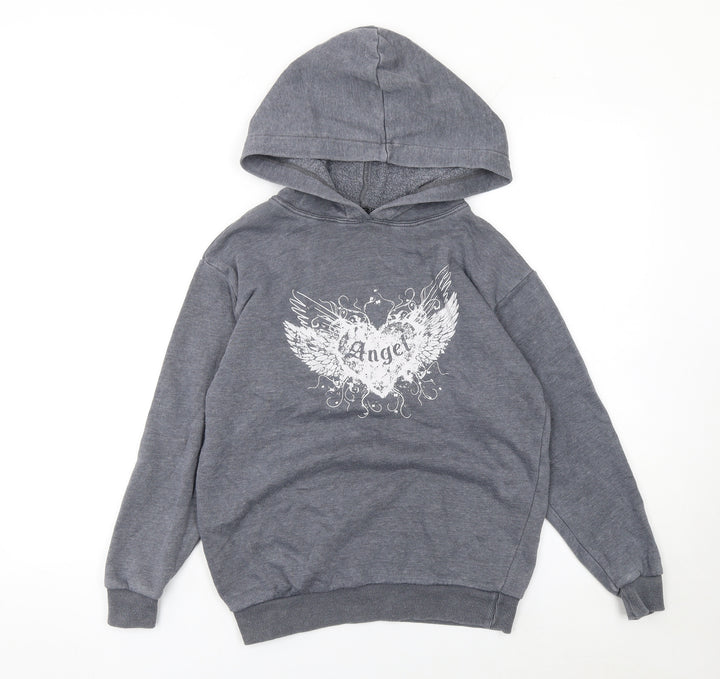 New Look Girls Grey Angel Pullover Hoodie 9 Years Hooded Sweatshirt
