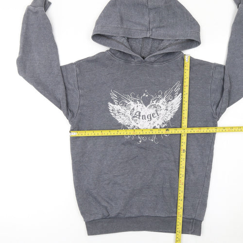 New Look Girls Grey Angel Pullover Hoodie 9 Years Hooded Sweatshirt