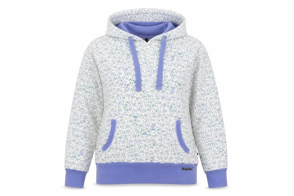 Front view of Red or Dead Women's Blue Floral Pullover Hoodie Medium