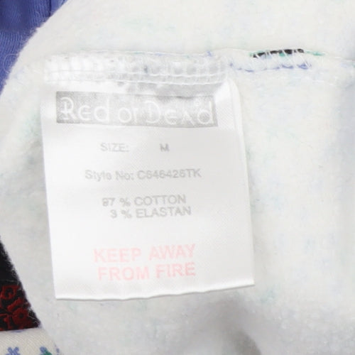 Red or Dead Women's Blue Floral Pullover Hoodie Medium
