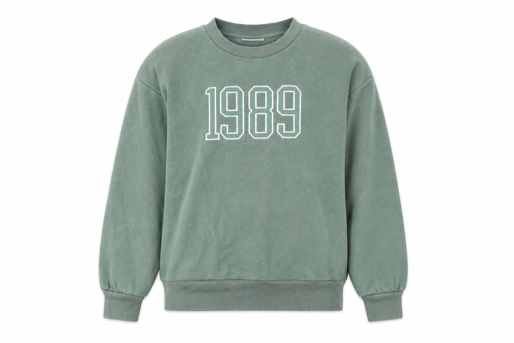 Front view of Zara girls’ green 1989 sweatshirt - 11 years classic pullover style