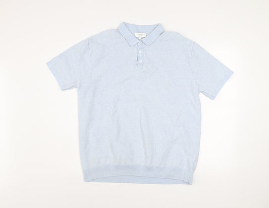 Next Men’s Blue Cotton Short Sleeve Polo Shirt L 100% Cotton