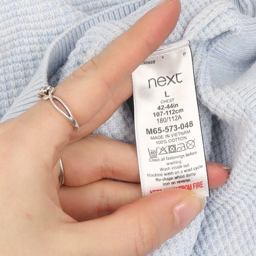 Next Men’s Blue Cotton Short Sleeve Polo Shirt L 100% Cotton