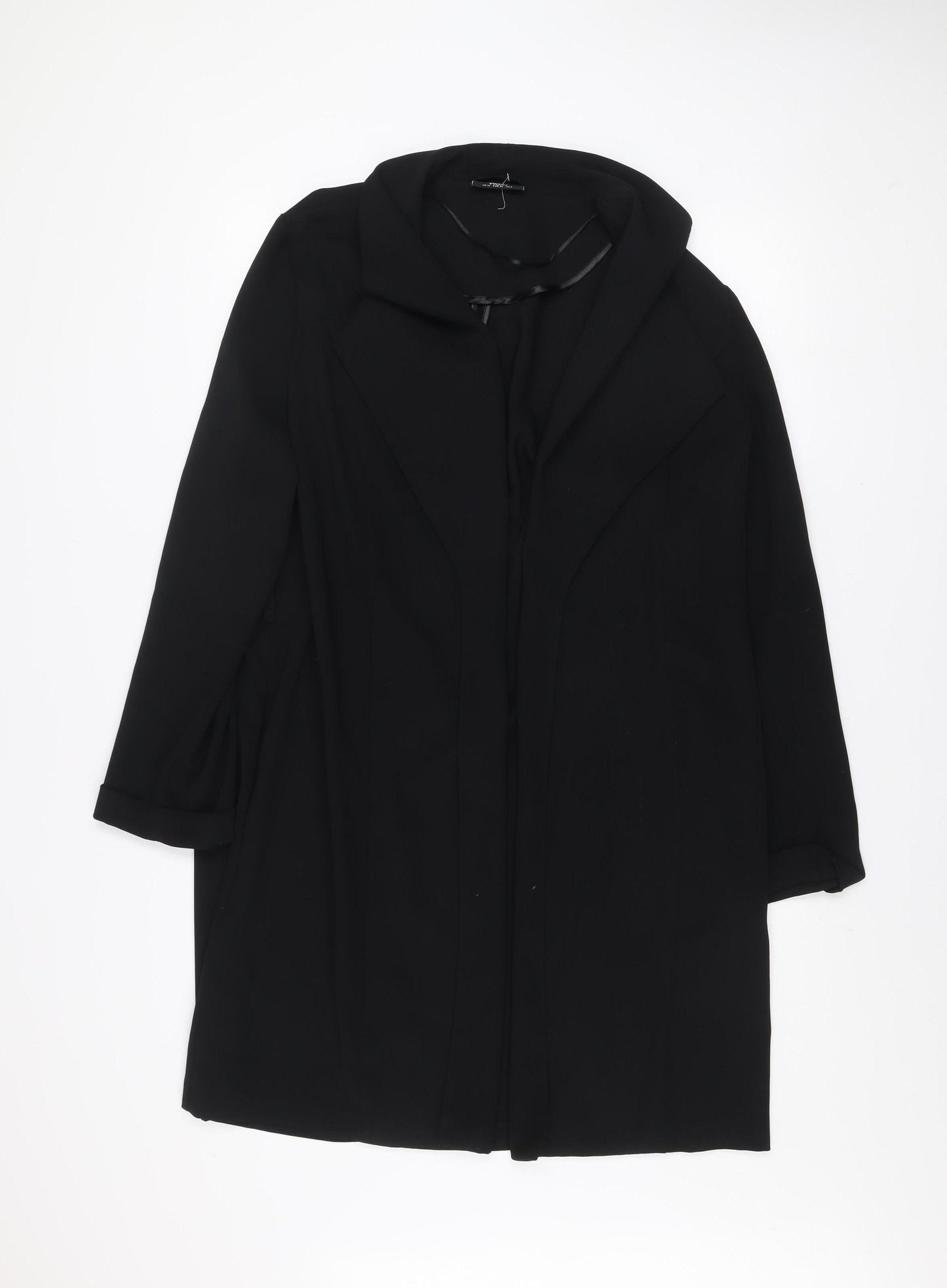 Wallis Women's Black Mid-Length Polyester Overcoat UK 10