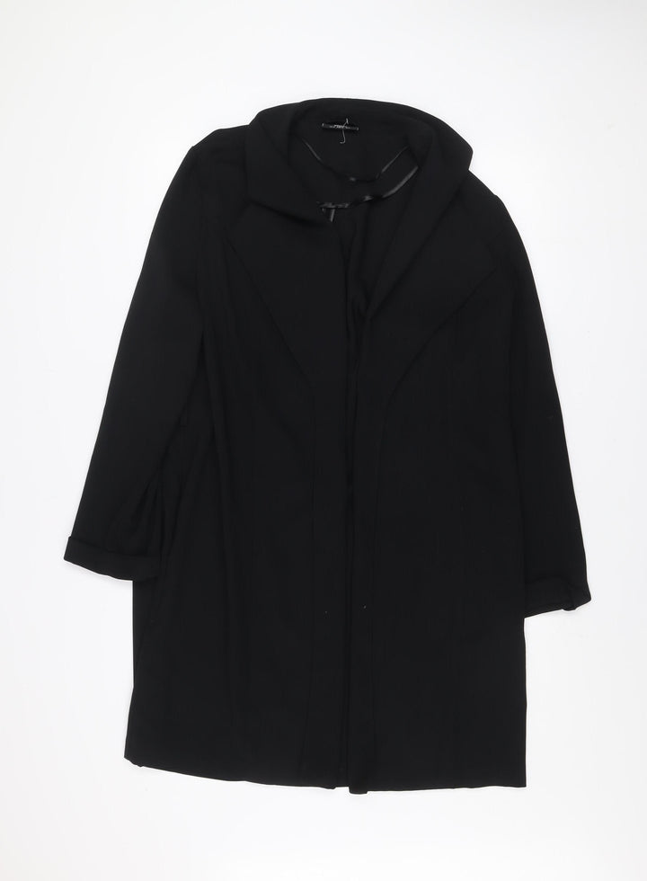 Wallis Women's Black Mid-Length Polyester Overcoat UK 10