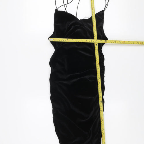 Pink Vanilla Women’s Black Velvet Slip Dress Size 10 Partywear