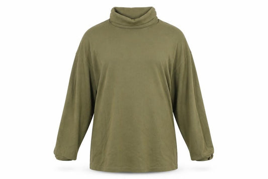 Front view of ASOS DESIGN Women’s Green Roll Neck Long Sleeve jumper, size UK 12