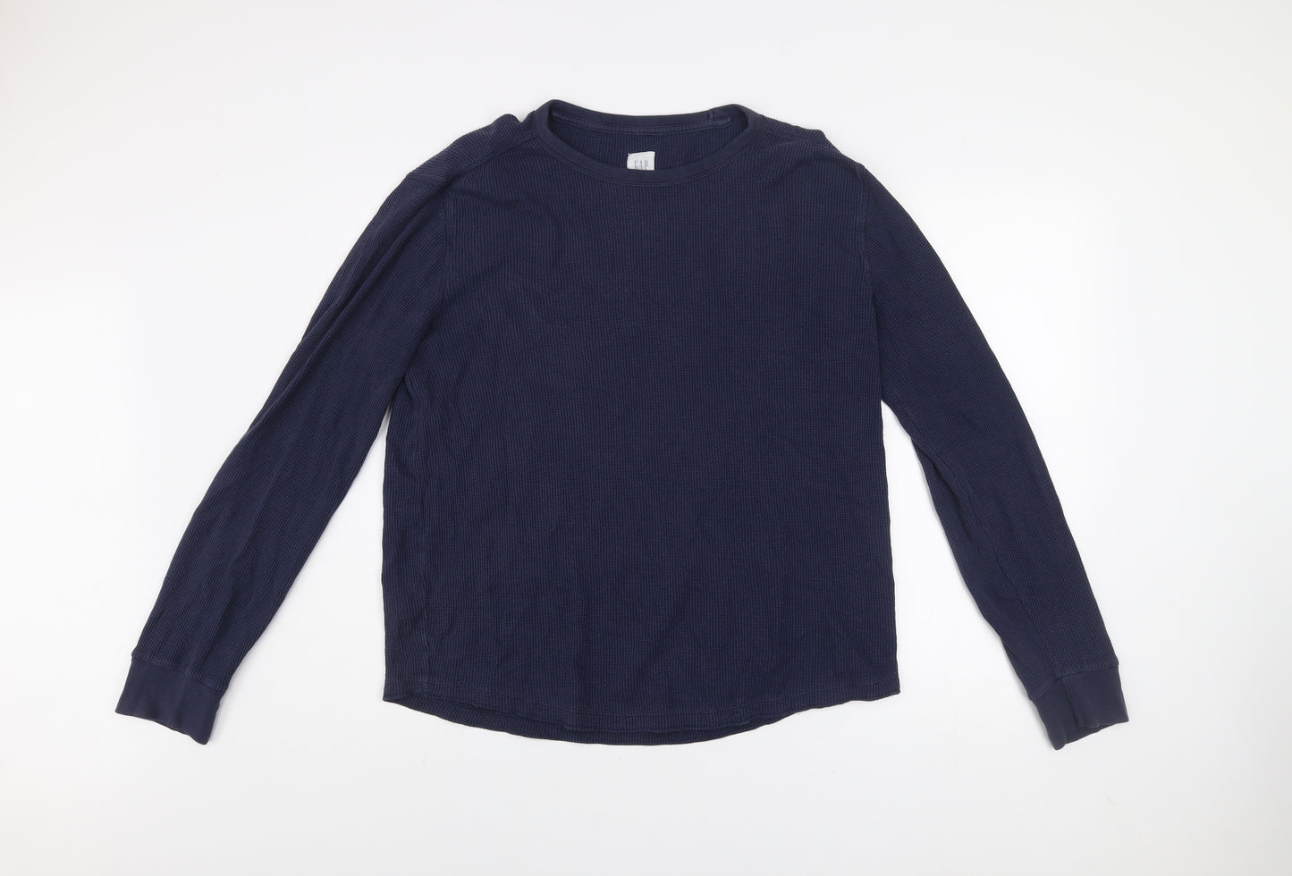 GAP Men Blue Cotton Long Sleeve Crew Neck Knit Top Size M