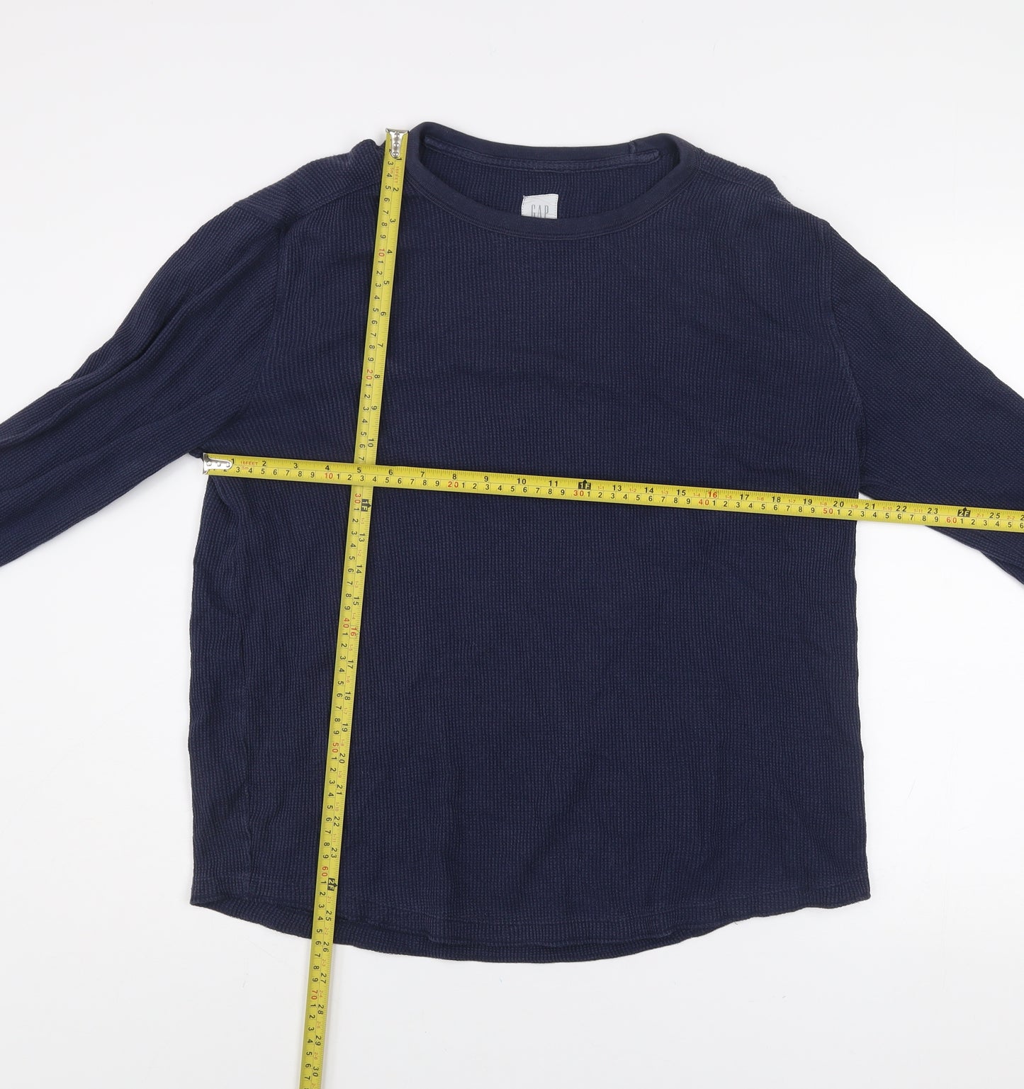GAP Men Blue Cotton Long Sleeve Crew Neck Knit Top Size M