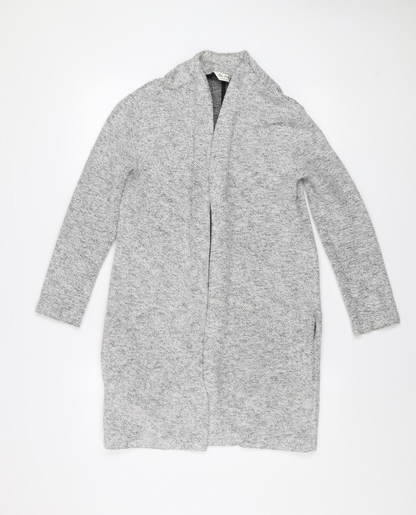 Miss Selfridge Womens Grey Long Knit Coatigan Size 6 Regular