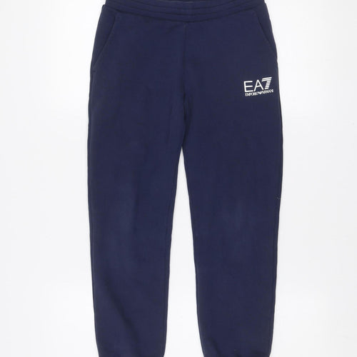 Emporio Armani Boys Blue EA7 Jogger Trousers 10 Years Cotton Blend
