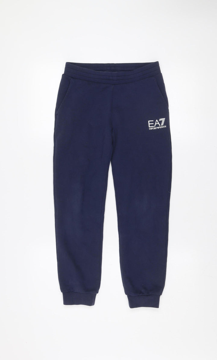 Emporio Armani Boys Blue EA7 Jogger Trousers 10 Years Cotton Blend