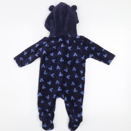 Disney Baby Blue Fleece Mickey Mouse Hooded One Piece Sleepsuit 9 Months