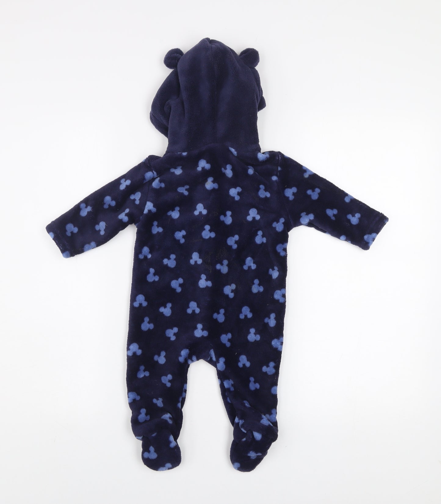 Disney Baby Blue Fleece Mickey Mouse Hooded One Piece Sleepsuit 9 Months