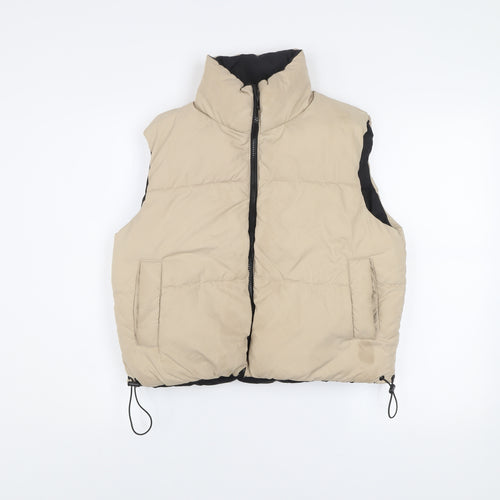 Brave Soul Womens Beige Puffer Waistcoat XS UK 8 Lightweight Zip Vest