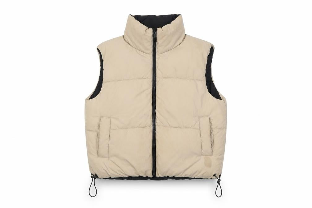Brave Soul Womens Beige Puffer Waistcoat XS UK 8 Lightweight Zip Vest